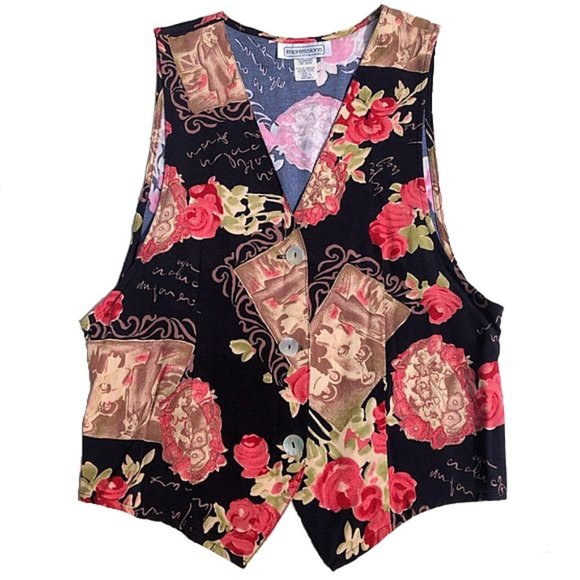 Vintage Tops - $5 CLEARANCE! Vintage Impressions Floral Button Shirt Vest